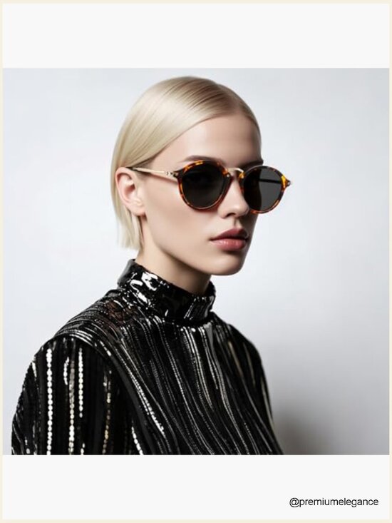 Round Polarized Sunglasses Women Trendy Retro Tortoise Circle Frame main image 6